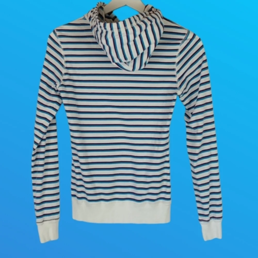 Nike Striped Hoodie Top, White Blue Burgundy, Kids XS